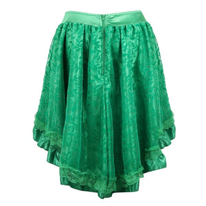 Women Gothic Floral Lace Ruffled Skirt Asymmetrical High Low Skirt Steampunk Pirate Skirts Halloween Costumes Plus Size