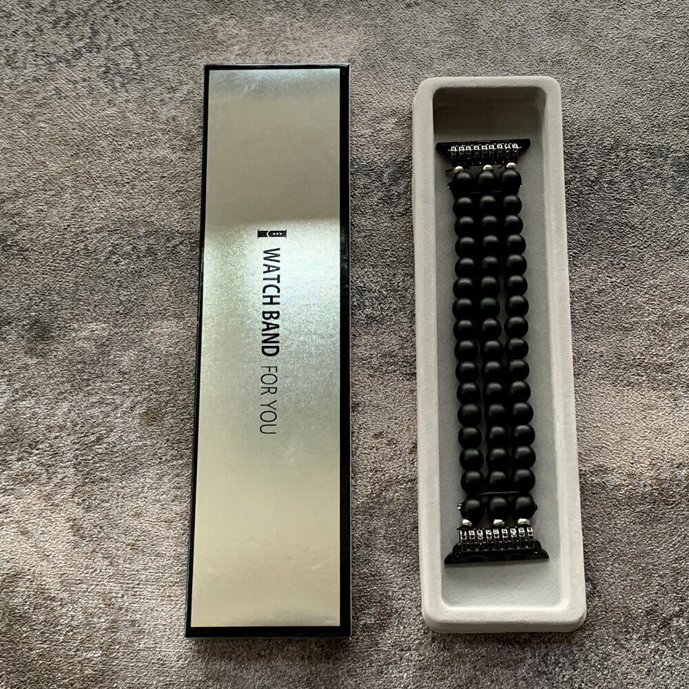 Retro Buddha Beads Elastic Bracelet BeltFor Apple Watch Band 38mm 40mm 42mm 44mm Watchbands iWatch Strap Series 2 3 4 5 6 SE