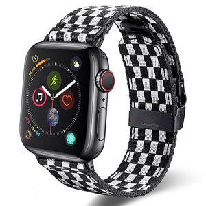 Fashion Checkerboard Style Nylon Strap For Apple Watch Band 9/8/7/6/5/4/3/2/1/SE For iWatch 38/40/41/42/44/45mm iWatch Strap Series Bracelet