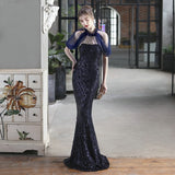 Elegant Off Shoulder Evening Dress Burgundy Sequin Dress Beads Dress
