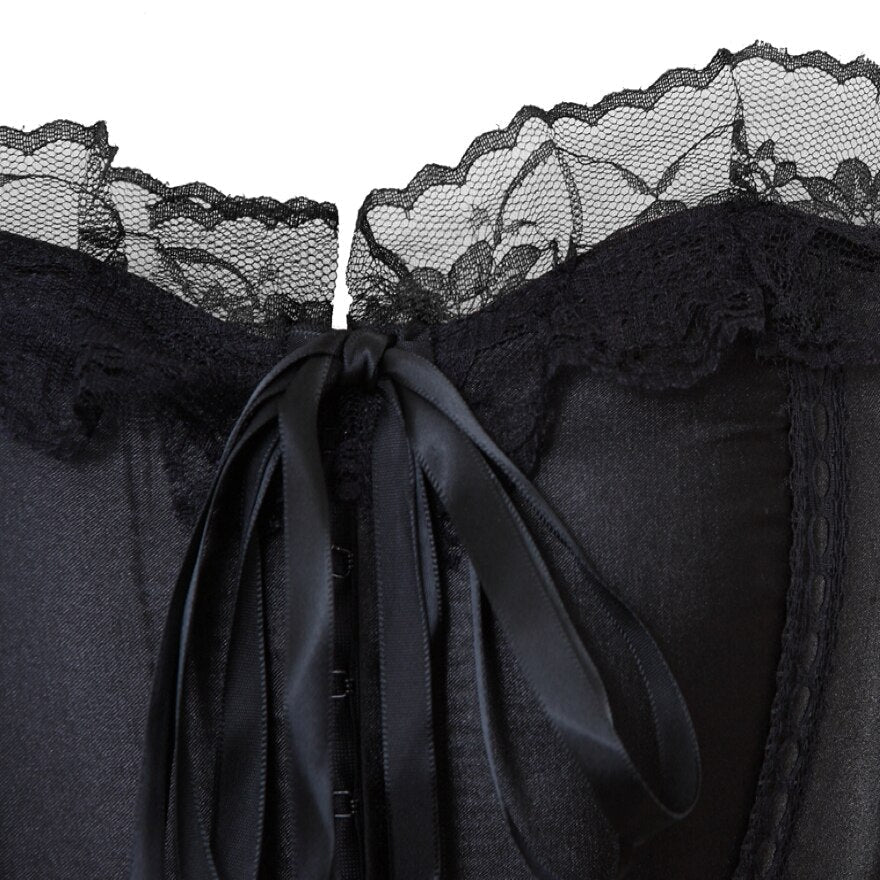Women Sexy Lace Bow Overbust Corset Wedding Lingerie Top Burlesque Waist Cincher Body Shaper Lace Up Corset Bustier Plus Size
