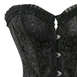 Women Gothic Sexy Satin Floral Overbust Corset Bustier Lingerie Body Shaper Waist Cincher Bridal Steel Boned Corset Top