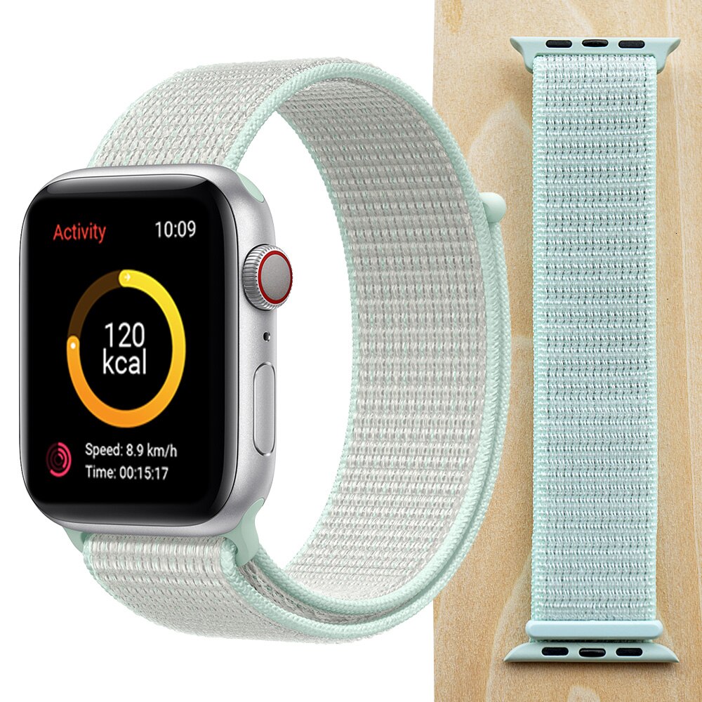 High Quality Nylon Sport Loop Replacment for Apple Watch band 44mm Series 5 4 3 2 1 Breathable Woven Strap 42mm iwatch 40mm 38mm