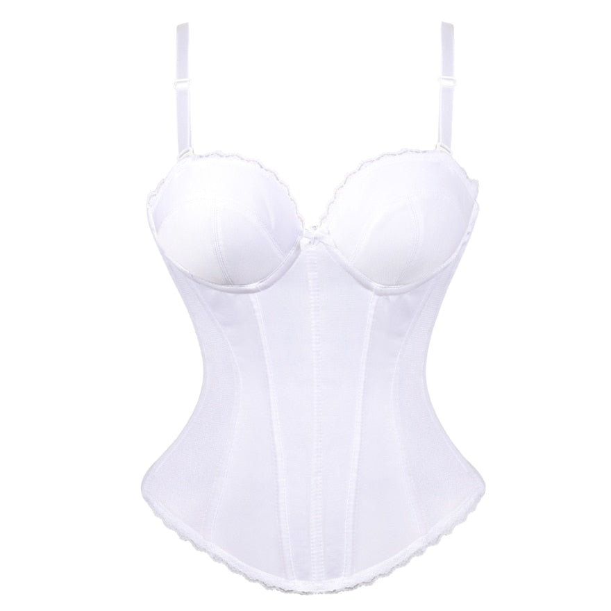 Sexy Straps Halter Overbust Corset Lingerie Top Wedding Black/White Cotton with Cup Body shaper Hot Corset Bustier Underwear