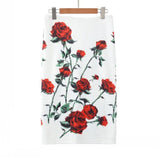 Vintage Ladies Pencil Skirts Midi Sexy OL Style Printed High Waisted Summer Party Skirt