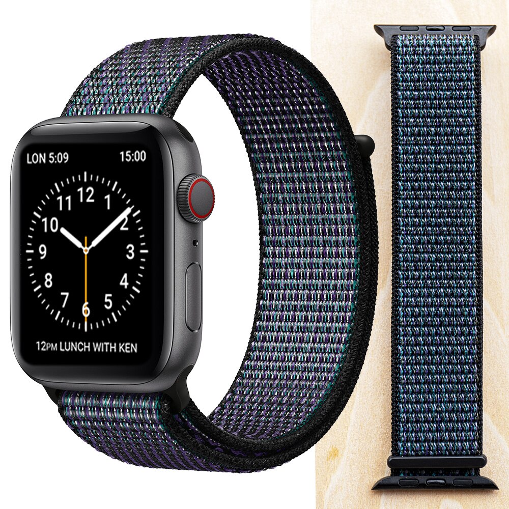High Quality Nylon Sport Loop Replacment for Apple Watch band 44mm Series 5 4 3 2 1 Breathable Woven Strap 42mm iwatch 40mm 38mm