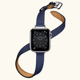 Double Tour Swift Leather Strap for Apple Watch 7 6 Band 5 4 3 Bracelet Wrist for iWatch SE Series 41/45mm 44/40mm 42/38mm Bands