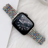 For Apple Watch 6 5 4 3 2 1 SE Women Style Watch Band Colored Five Beads Diamond Strap For iWatch 44mm 40mm 42mm 38mm Bracelet