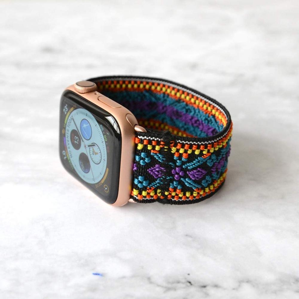 Elastic Belt Solo Loop for Apple Watch Band 44mm 42mm Bracelet Scrunchie Strap Bohemia Nylon iWatch band 40mm 38mm 5 4 3 6 se