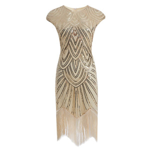 Women's 1920S GATSBY Sequins O-neck Beaded Fringed Dress Hot Club & Night Out Dresses Sexy Fringed Night Club Dress