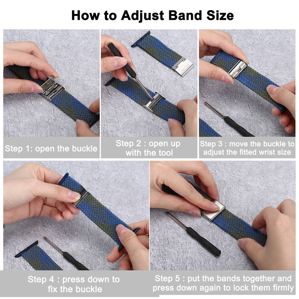Adjustable Braided For Apple Watch iWatch Bands Series 40mm 44mm 38 40 6/SE/5/4/3 Solo Loop Stretchable Elastics Sport Wristband