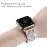 Rhinestone Diamond Stainless Steel Loop strap For apple watch band 44mm 40mm Metal Bracelet For iwatch Series 4/3/2/1 38mm 42mm
