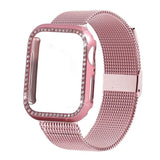 Diamond case+Milanese Loop band For Apple Watch Series 5/4/3/2/1 Stainless Steel Strap iwatch 38mm 42mm 40mm 44mm Wrist Bracelet