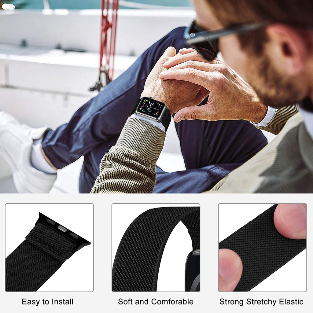 Scrunchie Strap for Apple watch band 38mm 40mm 41mm 42mm 44mm 45mm Adjustable Elastic Nylon solo Loop bracelet iWatch series 3 4 5 6 se