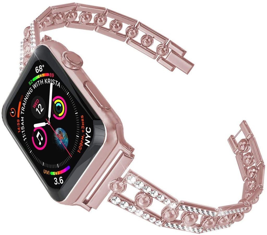 Apple Diamond One Bead Watchband SE 6/5/4/3/4/1 Stainless Steel Band 38mm 40mm / 42mm 44mm Universal Iwatch Wristband