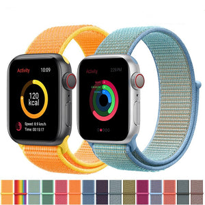 High Quality Nylon Sport Loop Replacment for Apple Watch band 44mm Series 5 4 3 2 1 Breathable Woven Strap 42mm iwatch 40mm 38mm