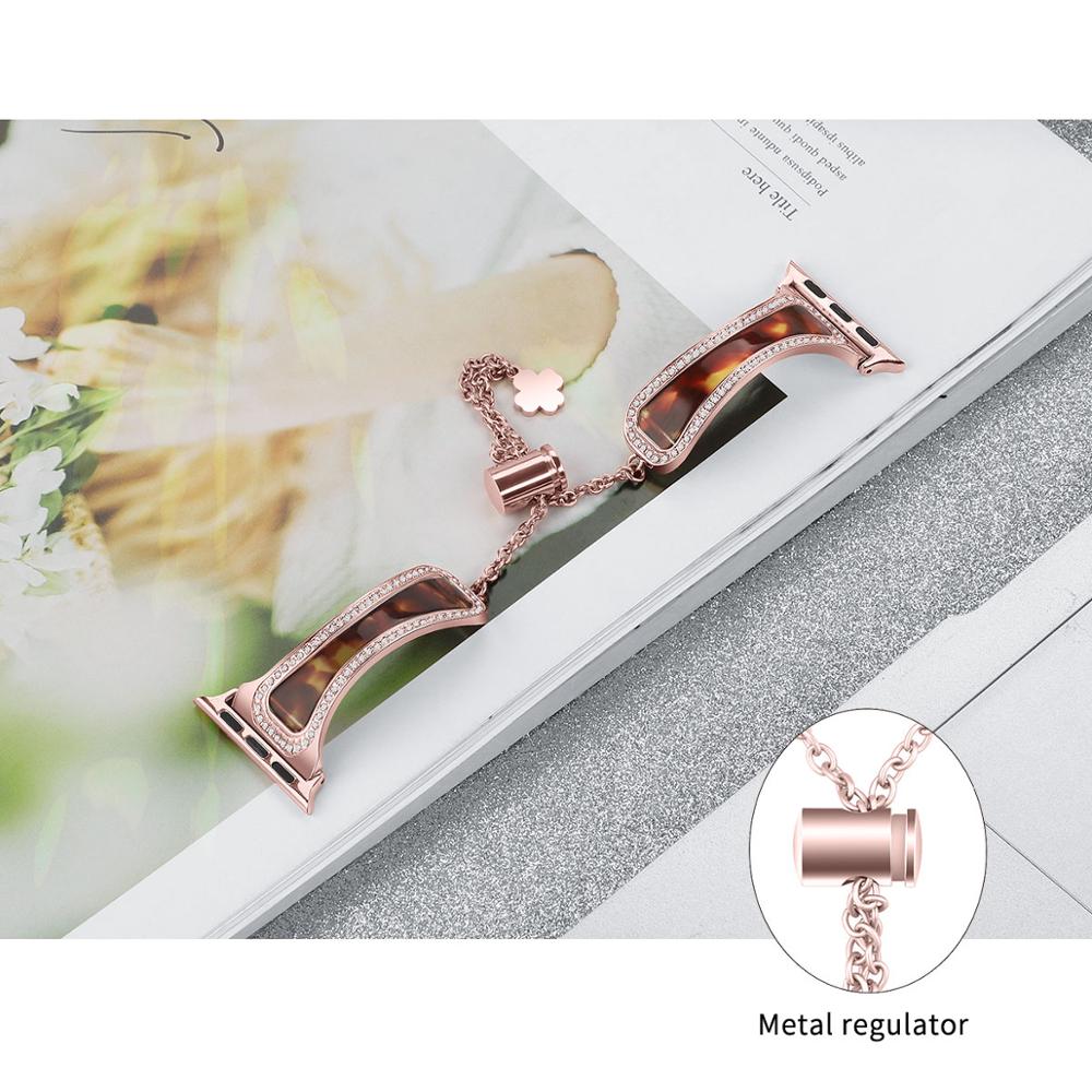 Stainless Steel Band For Apple Watch Diamond Resin Bracelet Strap