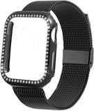 Diamond case+Milanese Loop band For Apple Watch Series 5/4/3/2/1 Stainless Steel Strap iwatch 38mm 42mm 40mm 44mm Wrist Bracelet