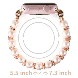 Pink Pearl Bling Correa for Apple Watch Band 38mm 40mm Series 6 5 4 3 Bracelet Women Stretchy Beaded Strap iWatch SE 42mm 44mm