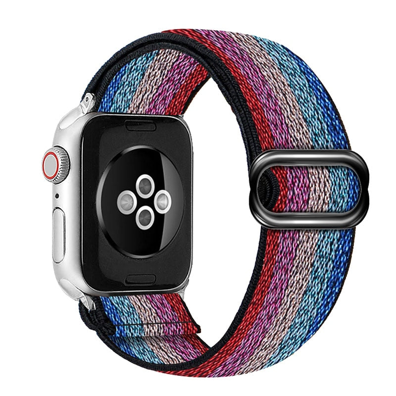 Bohemia Elastic Nylon Loop Band For Apple Watch 6 38mm 40mm 42mm 44mm Watch Adjustable Elastic Strap For Iwatch Series 6 5 4 3