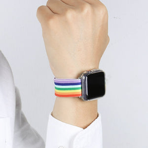 Soft and comfortable nylon Loop elastic buckle Apple watch band 38mm 42mm Series 6 SE 543 2 1 For iWatch Strap Nylon braid 44mm