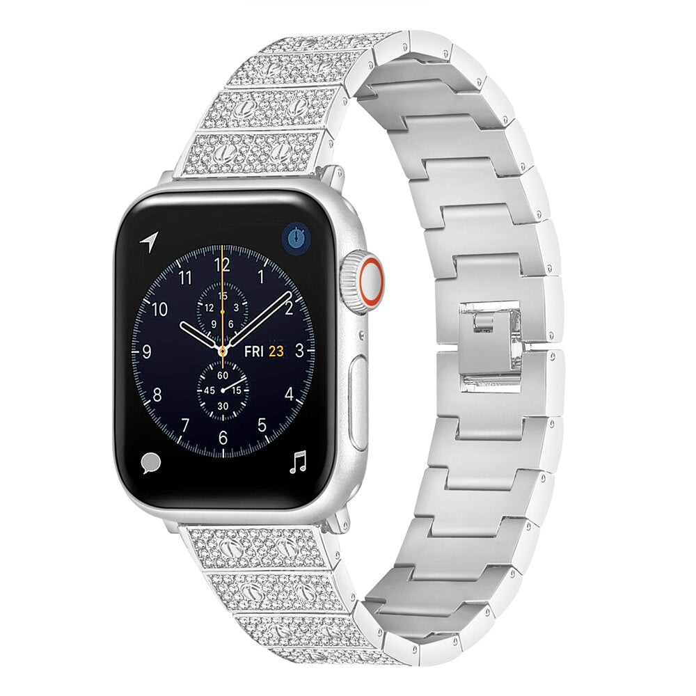 Diamond Strap for Apple Watch Band 7 6 41mm 45mm 44mm 40mm Jewelry Metal Bracelet for iWatch Series 7 SE 5 3 38/42mm Wristbands