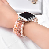 Bracelet For Apple Watch Se 44mm Strap Correa Woman Bling Pearl Beads Elastic Iwatch 3 Bands 38mm 40mm Wristband Accessories