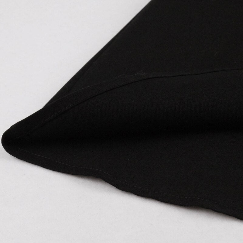 Black Contrast Notched Collar Butterfly Embroidery Vintage Button Front Elegant Pleated Dress