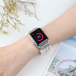 Real Pearl Bracelet for Apple Watch Band 42mm 44mm 38mm 40mm Stretch Irregular Beads Strap for Women iWatch Series SE & 6 5 4 3
