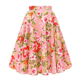 Autumn High Waist Skirt Cotton Womens Polka Dot Floral Print Vinatge Swing Pinup Rockabilly 50s Retro Vintage Party Skirts