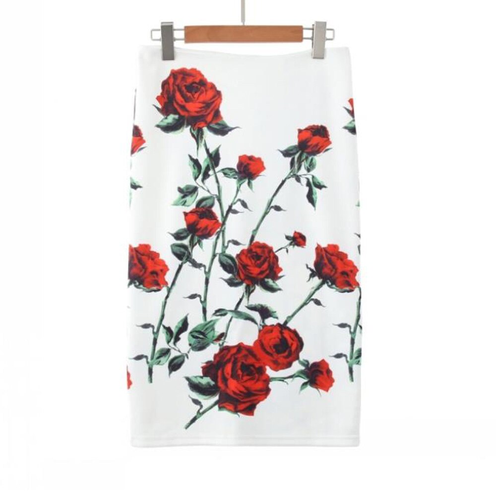 Vintage Ladies Pencil Skirts Midi Sexy OL Style Printed High Waisted Summer Party Skirt