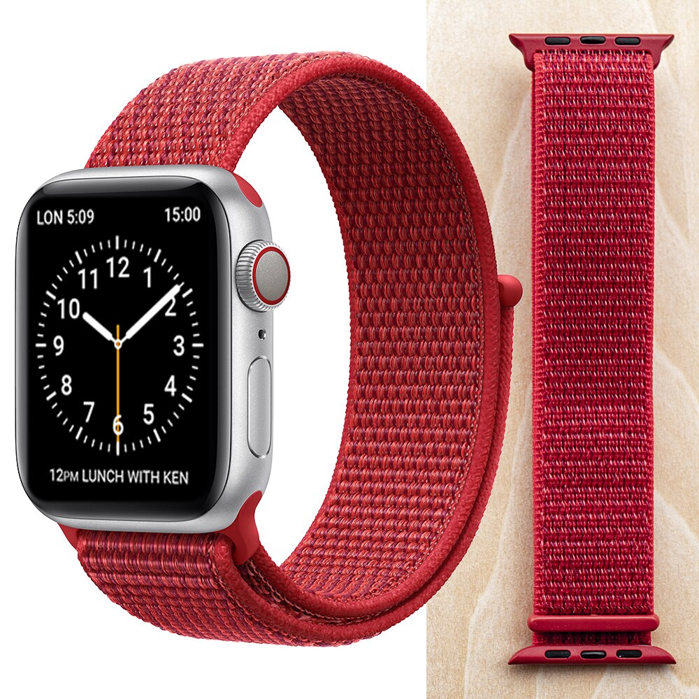 High Quality Nylon Sport Loop Replacment for Apple Watch band 44mm Series 5 4 3 2 1 Breathable Woven Strap 42mm iwatch 40mm 38mm