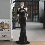 Elegant Off Shoulder Evening Dress Burgundy Sequin Dress Beads Dress