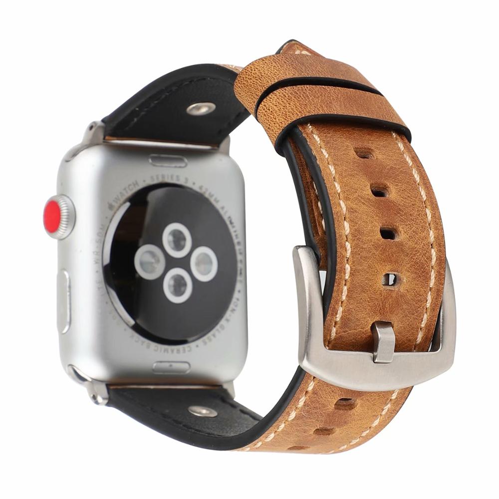 Band For Apple Watch 5/4 44mm 40mm Leather Watchband Replacement Bracelet Strap Sport Loop for iwatch series 3/2/1 42mm 38mm
