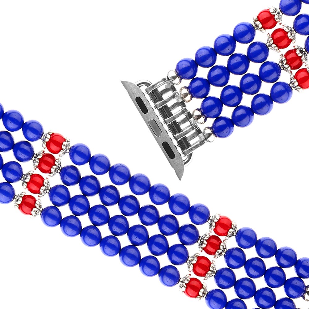 Blue Bracelet Bands for Apple Watch Strap 38mm 40mm 42mm 44mm Replacement Beaded Bling Rhinestone Wristband Dressy Strap Woman