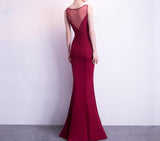 Backless Appliques Beading Long Evening Dress Elegant Long Party Dress
