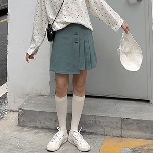 Women High Waist Mini Skirts Korean Preppy Style All-match Ladies Elegant A-line Short Skirt