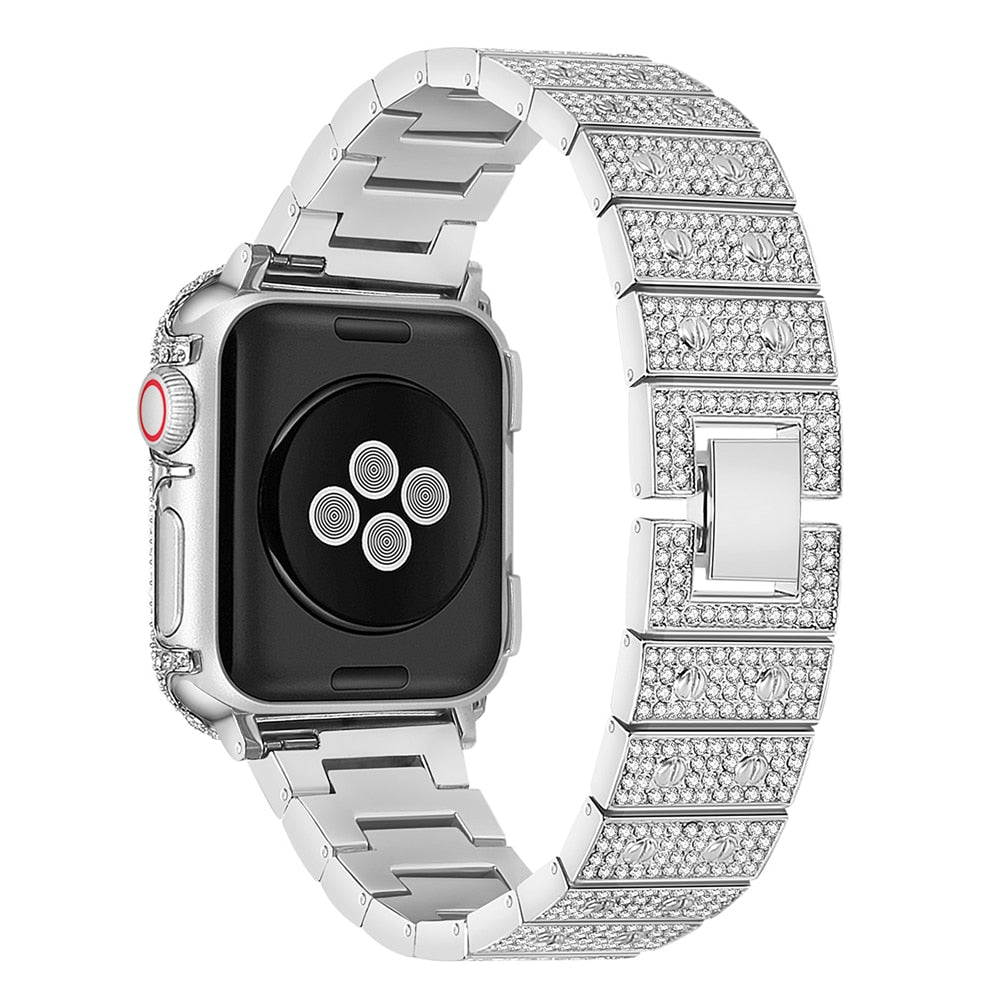 Diamond Strap for Apple Watch Band 7 6 41mm 45mm 44mm 40mm Jewelry Metal Bracelet for iWatch Series 7 SE 5 3 38/42mm Wristbands