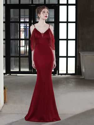 Bishop Sleeve Off The Shoulder V Neck Evening Dress Mermaid Backless Gowns Taffetal Elegant Party Robes Women Occation Vestidoes