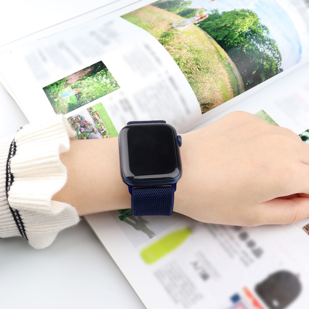 Soft And Comfortable Nylon Loop Elastic Buckle Apple Watch Band 38mm 42mm Series 6 Se 543 2 1 For Iwatch Strap Nylon Braid 44mm