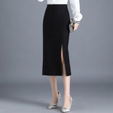 Summer Elegant Midi Pencil High Waist Bandage Black Elastic Bodycon Skirts