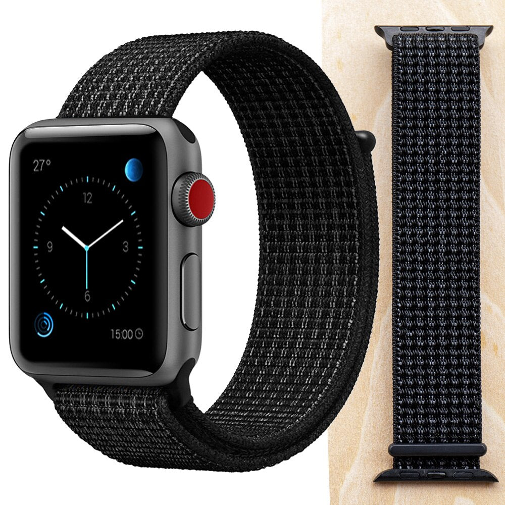 High Quality Nylon Sport Loop Replacment for Apple Watch band 44mm Series 5 4 3 2 1 Breathable Woven Strap 42mm iwatch 40mm 38mm