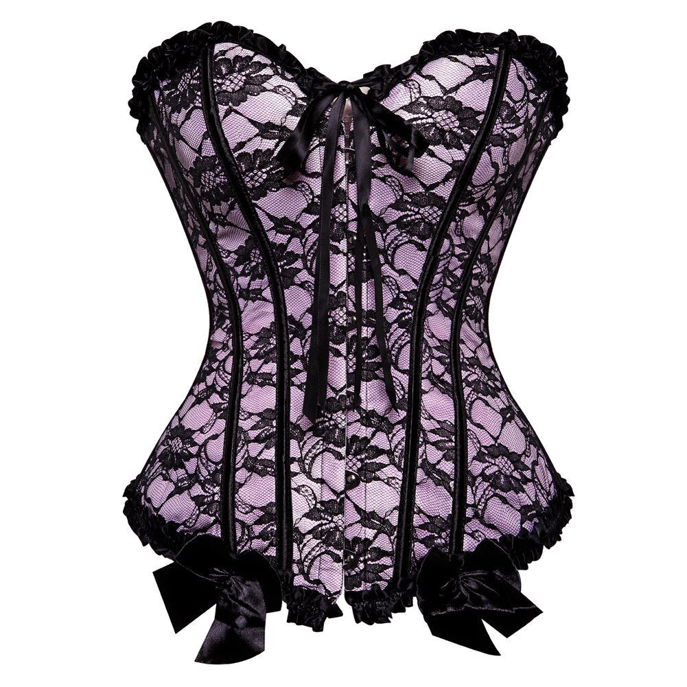 Women Corset Top Victorian Sexy Floral Lace Up Boned Overbust Corset Bustier Lingerie Waist Cincher Slim Body Shaper Corsets