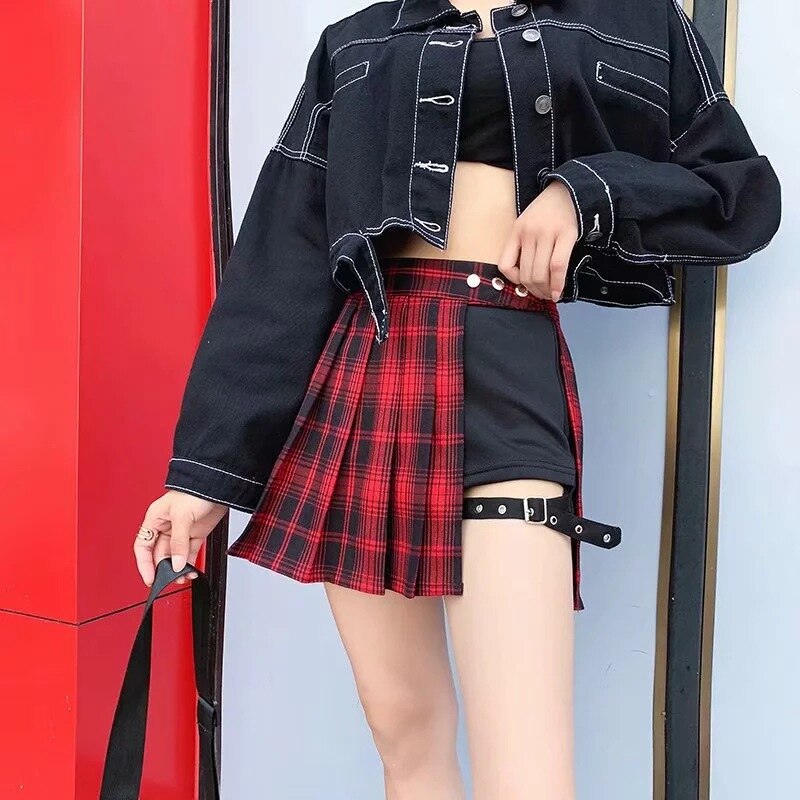 Vintage Plaid Lace Up High Waist Corset Tartan Skirt Womens Gothic Punk  Style Harajuku Retro Pleated Short Tartan Skirt Womenss For Women 230901  From Kang01, $17.33