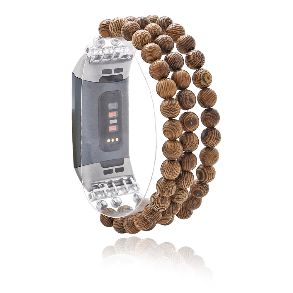 Women Natural Stone Elastic Watchband For Fitbit Charge 3/4 Handmade Beads Smart Watch Strap For Unisex Watch Bracelet Wristband
