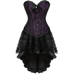 Burlesque Corsets Dress With Skirt Costumes Lace Up Corset Bustier Shaper Corselet For Women Plus Size