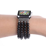 Handmade Beaded Bracelet for Apple Watch Band 38mm 40mm 42mm 44mm Iwatch Series 5/4/3/2/1 Elastic Stretch Pearl Straps Bling Red
