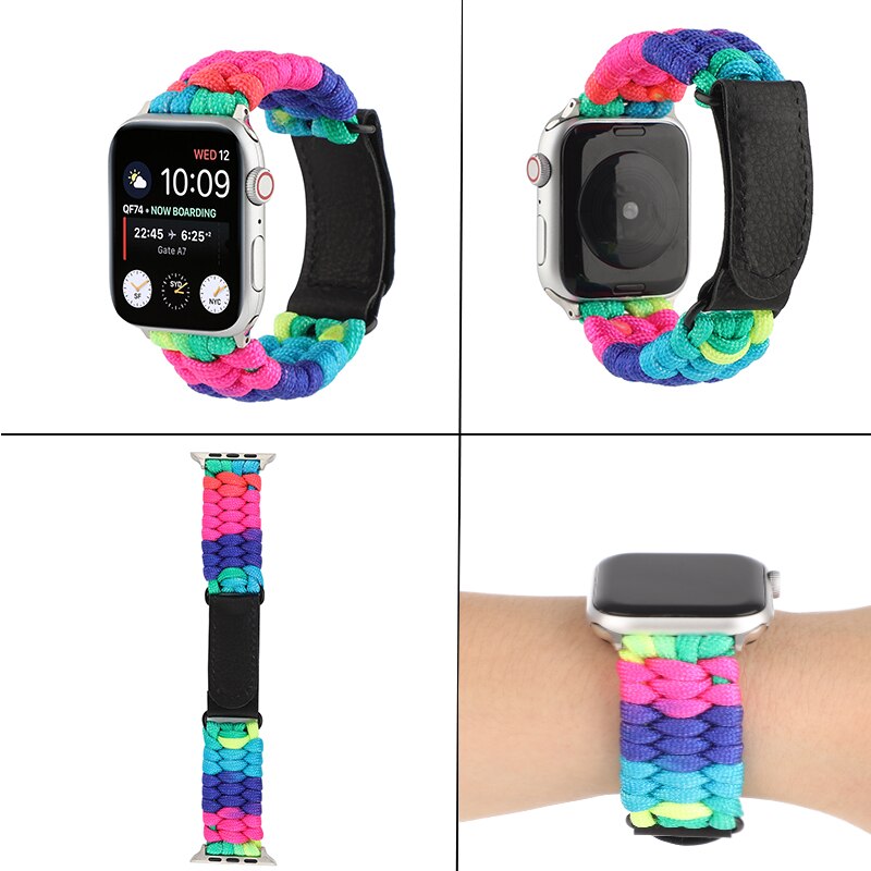 nylon Weave Band for apple watch strap 6 SE 5 4 44mm 40mm Breathable Bracelet Belt for iWatch Bands 6 SE 3 2 38mm 42mm watchband