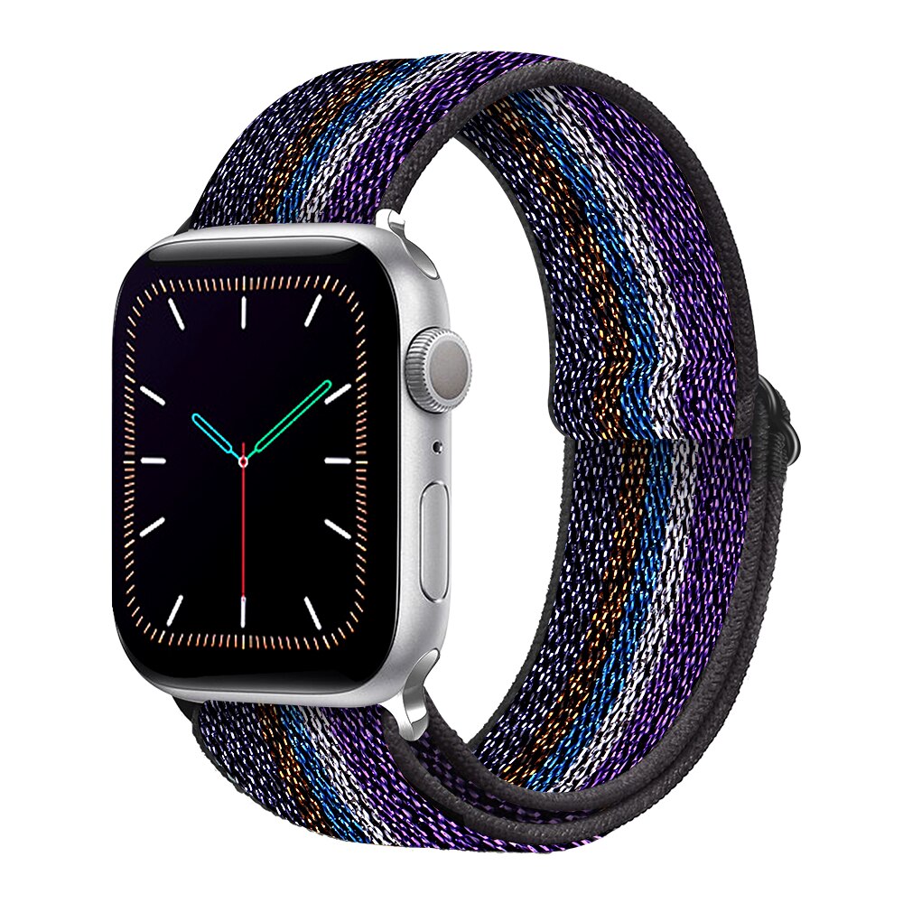 Braided Nylon Loop Elastic Buckle for Apple Watch Band 44mm40mm SE 65 Leopard Bracelet Strap on Smart iWatch Series 38mm42mm 432