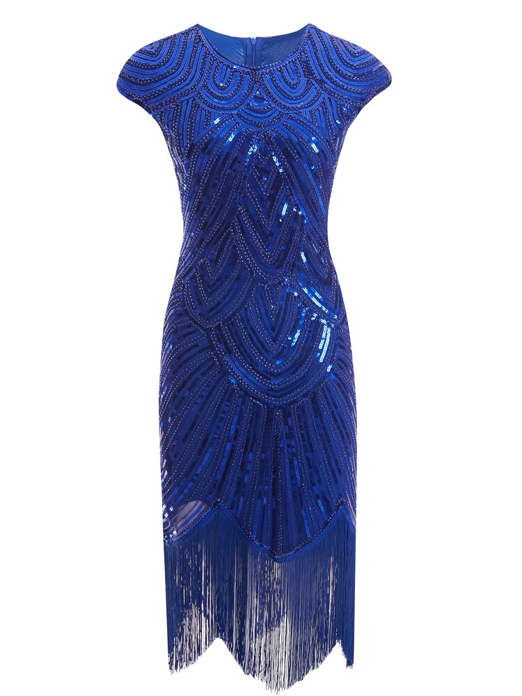 Women's 1920S GATSBY Sequins O-neck Beaded Fringed Dress Hot Club & Night Out Dresses Sexy Fringed Night Club Dress